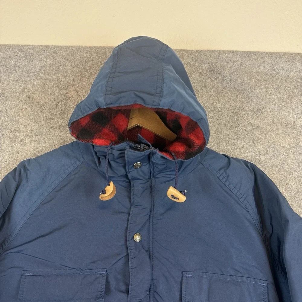 Vintage LL Bean Baxter State Parka Jacket Mens Medium Wool Lined Buffalo Plaid